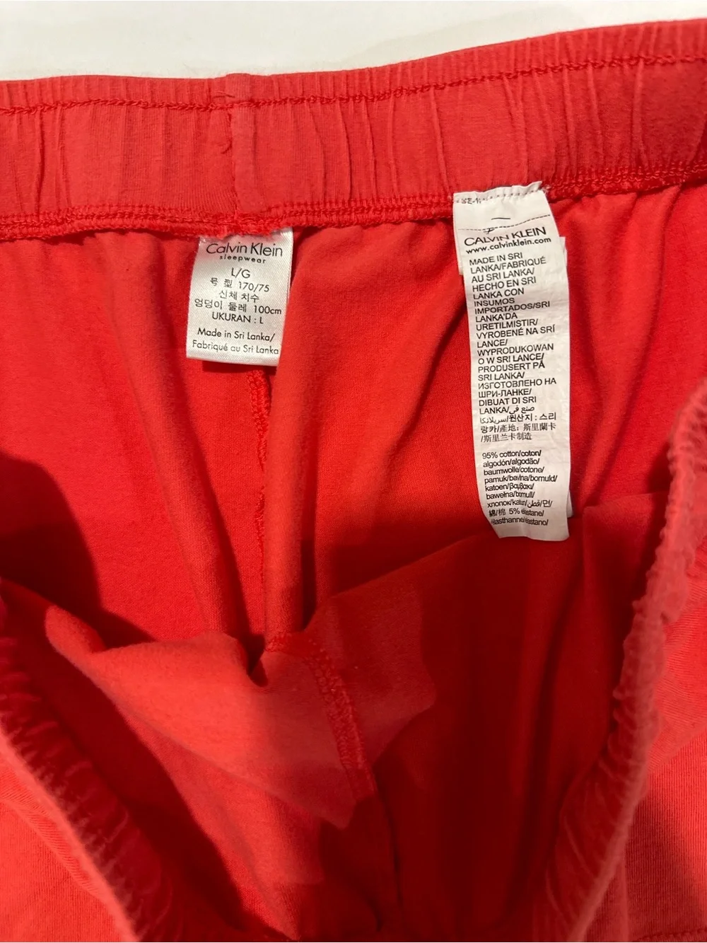 Calvin Klein Women's Bright Red Lounge Shorts with Branded Drawstring